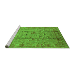 Sideview of Machine Washable Oriental Green Industrial Area Rugs, wshurb653grn