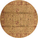 Round Oriental Brown Industrial Rug, urb653brn