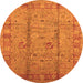 Round Oriental Orange Industrial Rug, urb653org