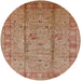 Round Mid-Century Modern Brown Sand Brown Oriental Rug, urb653