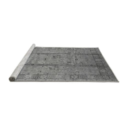 Sideview of Machine Washable Oriental Gray Industrial Rug, wshurb653gry