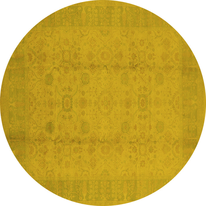 Round Oriental Yellow Industrial Rug, urb654yw