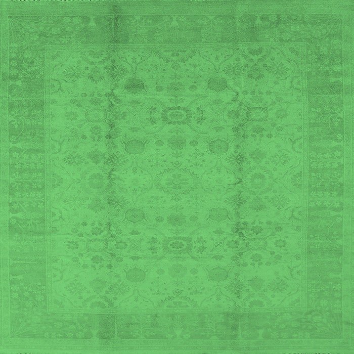 Square Machine Washable Oriental Emerald Green Industrial Area Rugs, wshurb654emgrn