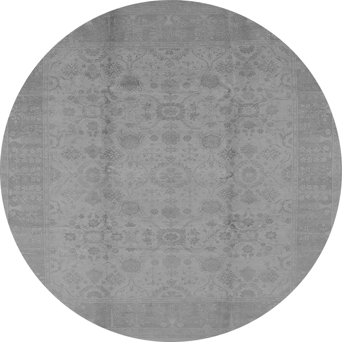 Round Machine Washable Oriental Gray Industrial Rug, wshurb654gry