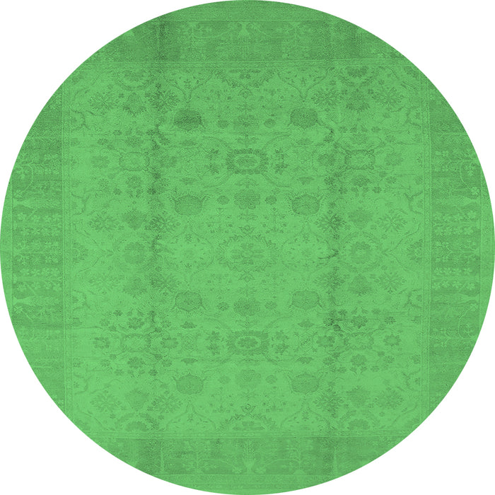 Round Oriental Emerald Green Industrial Rug, urb654emgrn