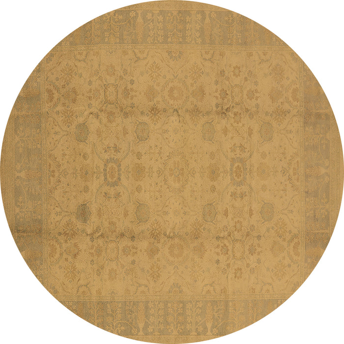 Round Machine Washable Oriental Brown Industrial Rug, wshurb654brn