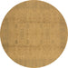 Round Oriental Brown Industrial Rug, urb654brn