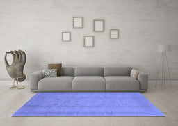 Machine Washable Oriental Blue Industrial Rug in a Living Room, wshurb654blu