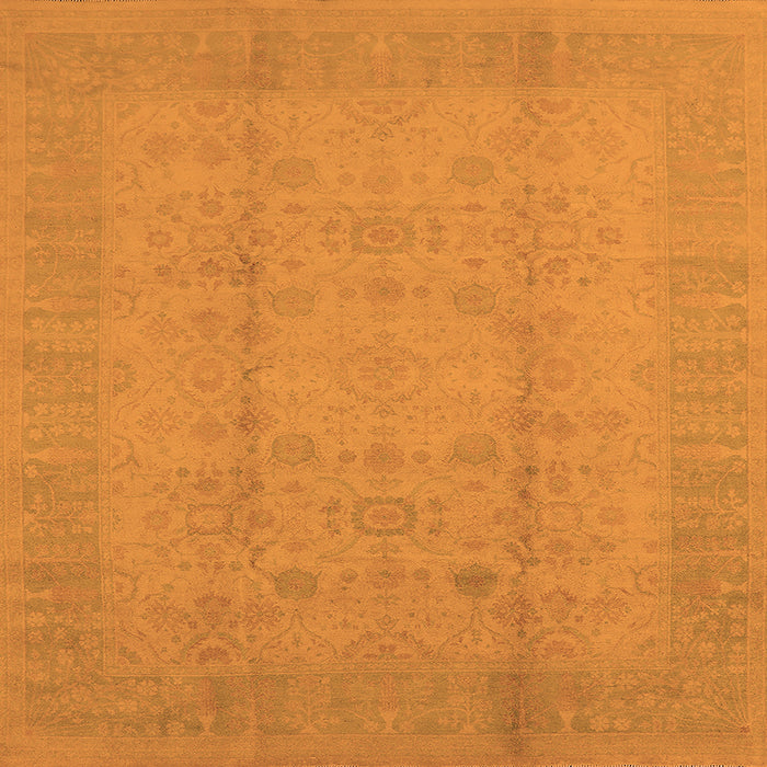 Square Machine Washable Oriental Orange Industrial Area Rugs, wshurb654org