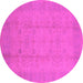 Round Machine Washable Oriental Pink Industrial Rug, wshurb654pnk