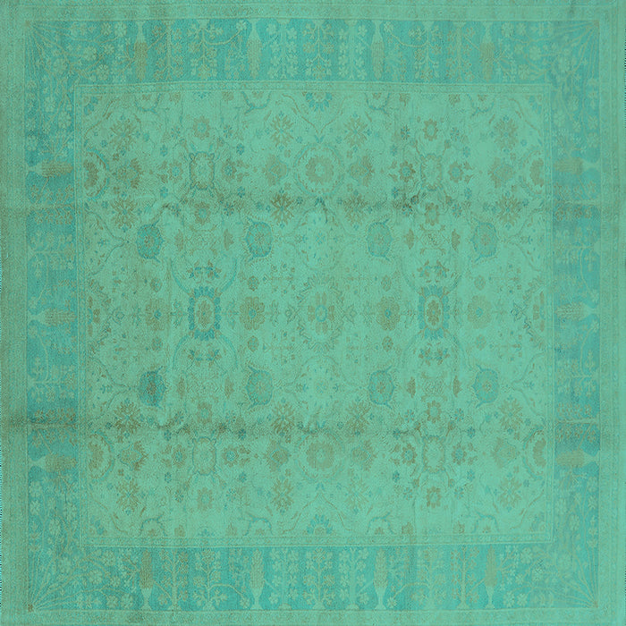 Square Machine Washable Oriental Turquoise Industrial Area Rugs, wshurb654turq