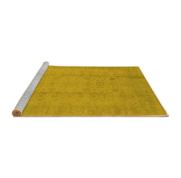 Sideview of Machine Washable Oriental Yellow Industrial Rug, wshurb654yw