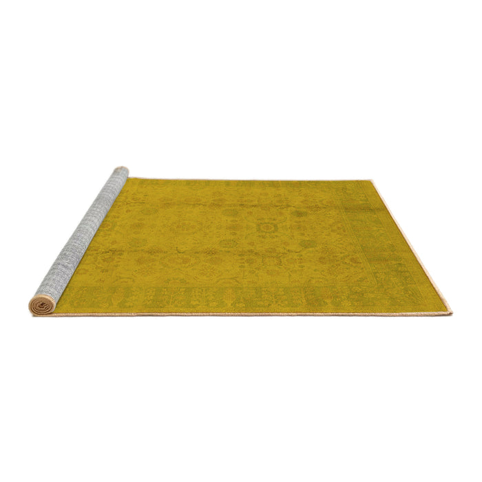 Sideview of Machine Washable Oriental Yellow Industrial Rug, wshurb654yw