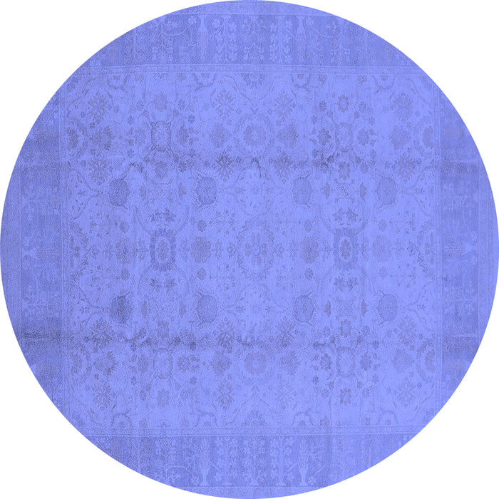 Round Oriental Blue Industrial Rug, urb654blu