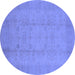 Round Oriental Blue Industrial Rug, urb654blu