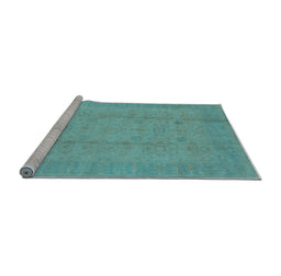 Sideview of Machine Washable Oriental Light Blue Industrial Rug, wshurb654lblu