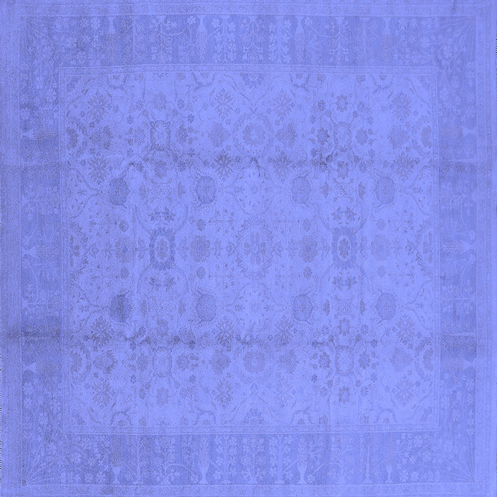 Square Machine Washable Oriental Blue Industrial Rug, wshurb654blu