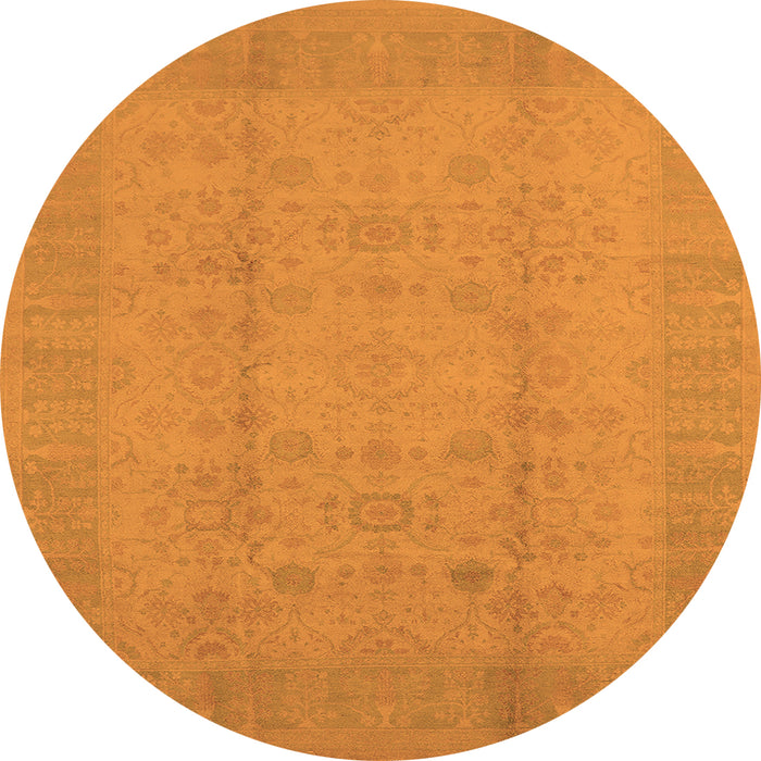 Round Machine Washable Oriental Orange Industrial Area Rugs, wshurb654org
