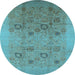 Round Oriental Light Blue Industrial Rug, urb655lblu