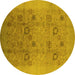 Round Oriental Yellow Industrial Rug, urb655yw