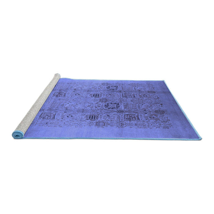 Sideview of Machine Washable Oriental Blue Industrial Rug, wshurb655blu
