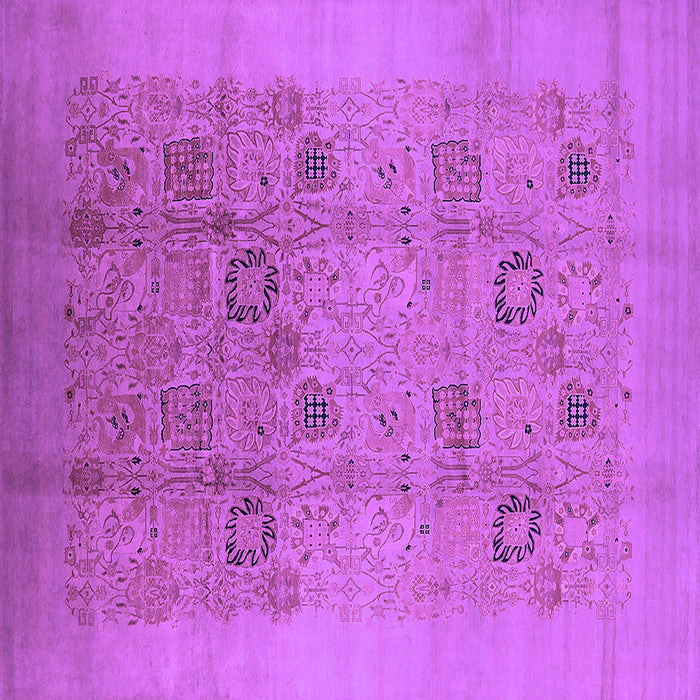 Square Machine Washable Oriental Purple Industrial Area Rugs, wshurb655pur