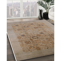 Mid-Century Modern Camel Brown Oriental Rug, urb655