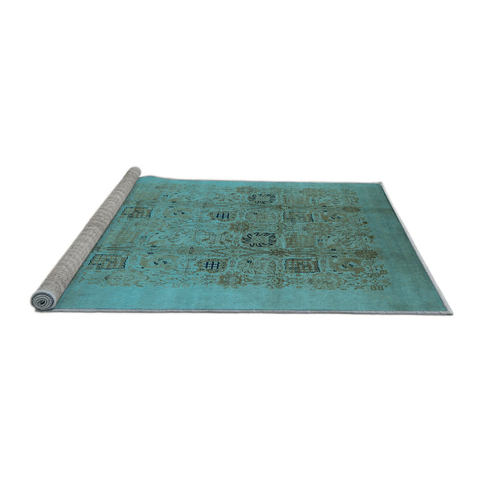 Sideview of Machine Washable Oriental Light Blue Industrial Rug, wshurb655lblu