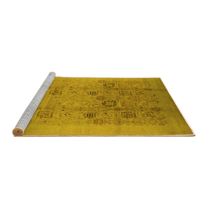 Sideview of Machine Washable Oriental Yellow Industrial Rug, wshurb655yw