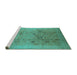 Sideview of Machine Washable Oriental Turquoise Industrial Area Rugs, wshurb655turq