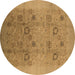 Round Oriental Brown Industrial Rug, urb655brn