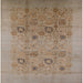 Square Mid-Century Modern Camel Brown Oriental Rug, urb655