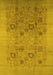 Machine Washable Oriental Yellow Industrial Rug, wshurb655yw