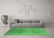 Machine Washable Oriental Emerald Green Industrial Area Rugs in a Living Room,, wshurb655emgrn