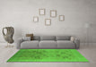 Machine Washable Oriental Green Industrial Area Rugs in a Living Room,, wshurb655grn