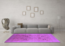 Machine Washable Oriental Purple Industrial Area Rugs in a Living Room, wshurb655pur