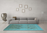 Machine Washable Oriental Light Blue Industrial Rug, wshurb655lblu