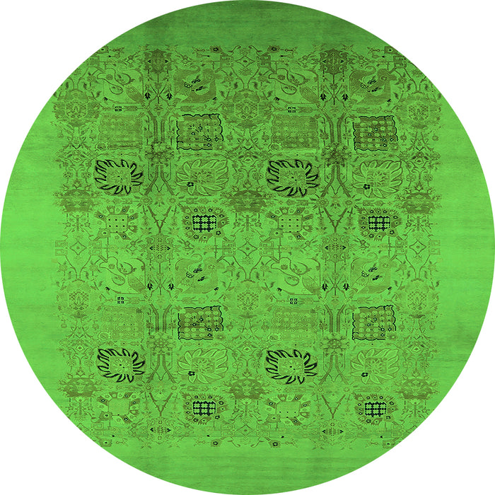 Round Oriental Green Industrial Rug, urb655grn