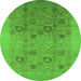 Round Oriental Green Industrial Rug, urb655grn