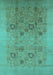 Machine Washable Oriental Turquoise Industrial Area Rugs, wshurb655turq