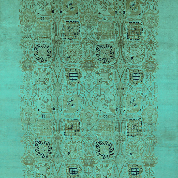 Machine Washable Oriental Turquoise Industrial Area Rugs, wshurb655turq