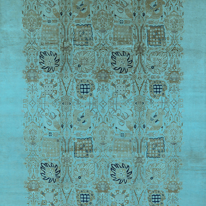 Machine Washable Oriental Light Blue Industrial Rug, wshurb655lblu
