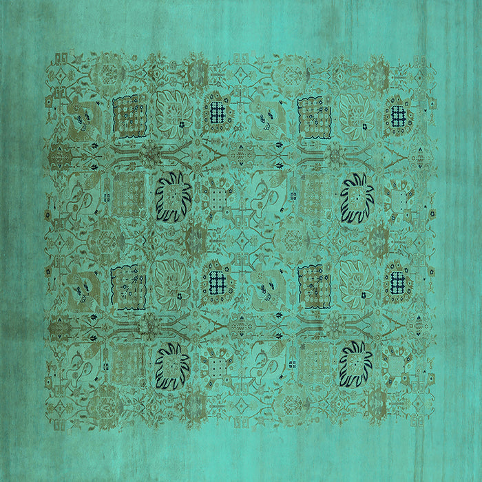 Square Oriental Turquoise Industrial Rug, urb655turq