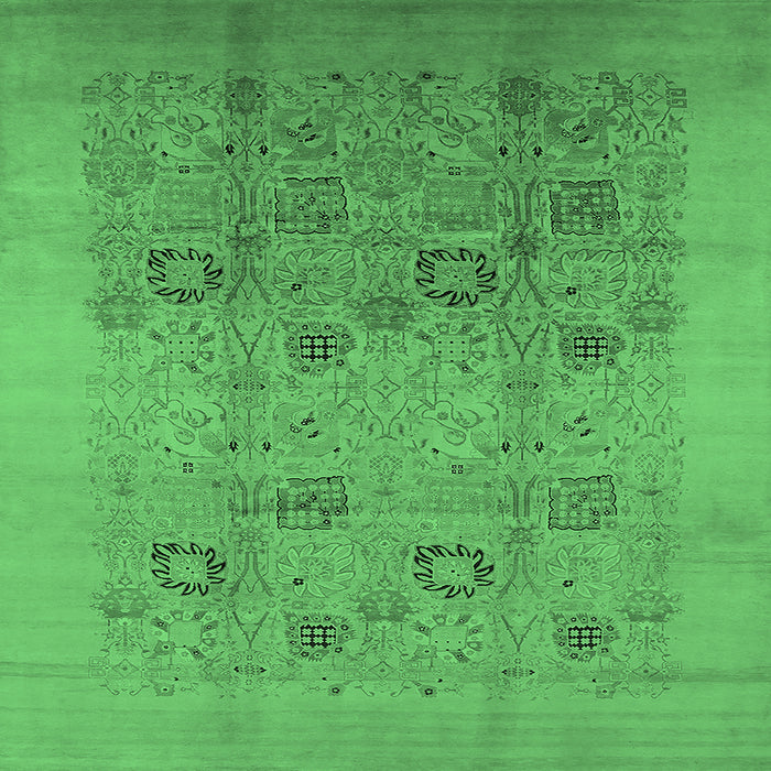 Square Oriental Emerald Green Industrial Rug, urb655emgrn