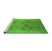 Sideview of Machine Washable Oriental Green Industrial Area Rugs, wshurb655grn