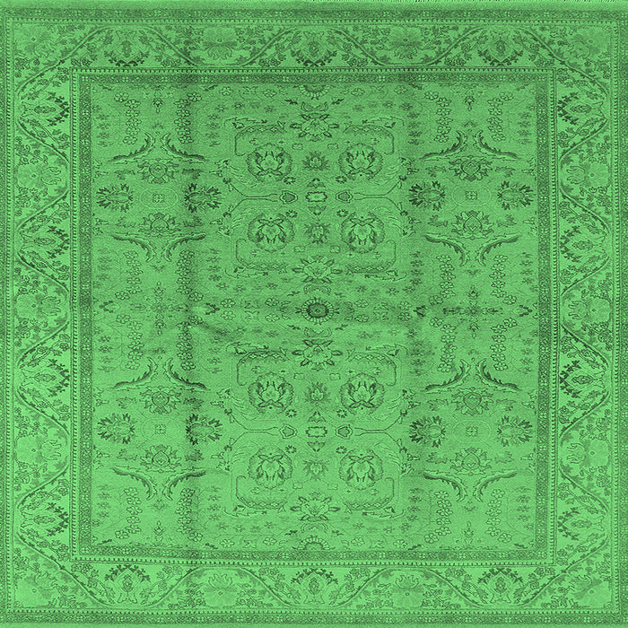 Square Machine Washable Oriental Emerald Green Industrial Area Rugs, wshurb656emgrn
