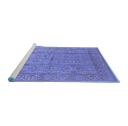 Sideview of Machine Washable Oriental Blue Industrial Rug, wshurb656blu