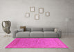 Machine Washable Oriental Pink Industrial Rug in a Living Room, wshurb656pnk