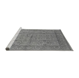 Sideview of Machine Washable Oriental Gray Industrial Rug, wshurb656gry