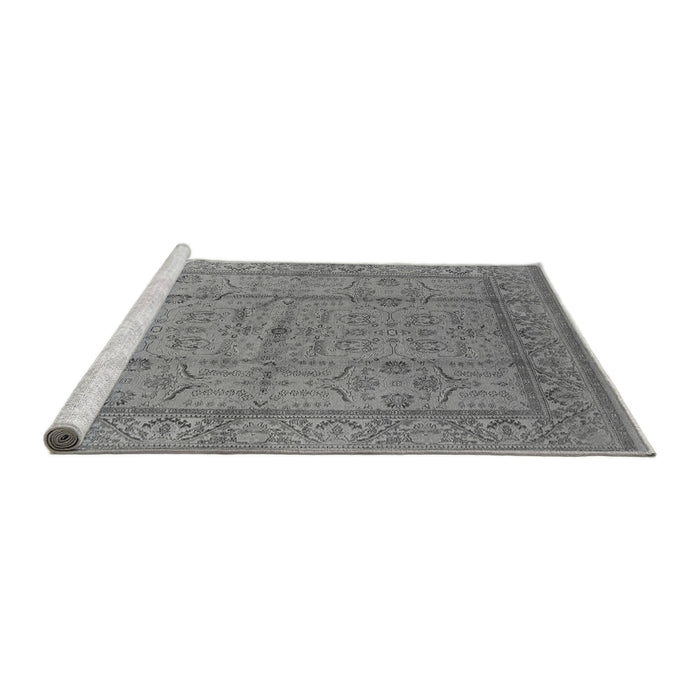 Sideview of Machine Washable Oriental Gray Industrial Rug, wshurb656gry